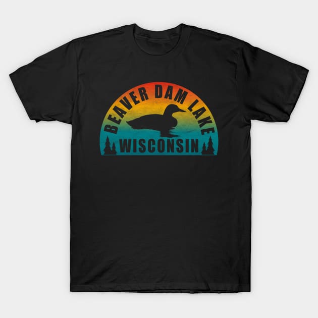 Beaver Dam Lake Northern Wisconsin Sunset Loon T-Shirt by BirdsEyeWorks